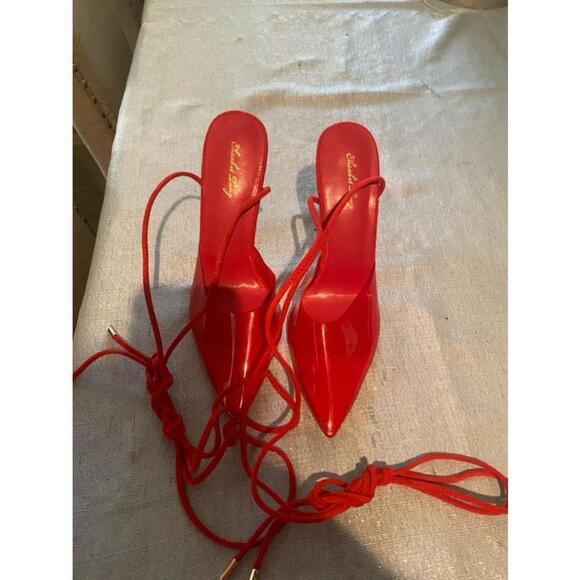Women's Elizabet Lang Red Heels Size 8.5 - Picture 1 of 7